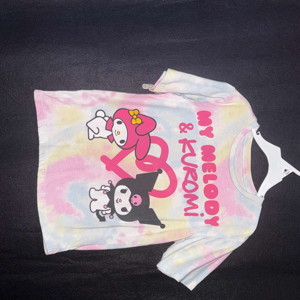Sanrio My Melody & Kuromi Pastel Tie-Dye Tee - Pink Yellow Blue